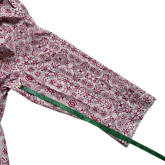 FOXCROFT Batik Print Button Up Easy Care Shirt Size XL Womens Pink Blue White - Picture 10 of 10